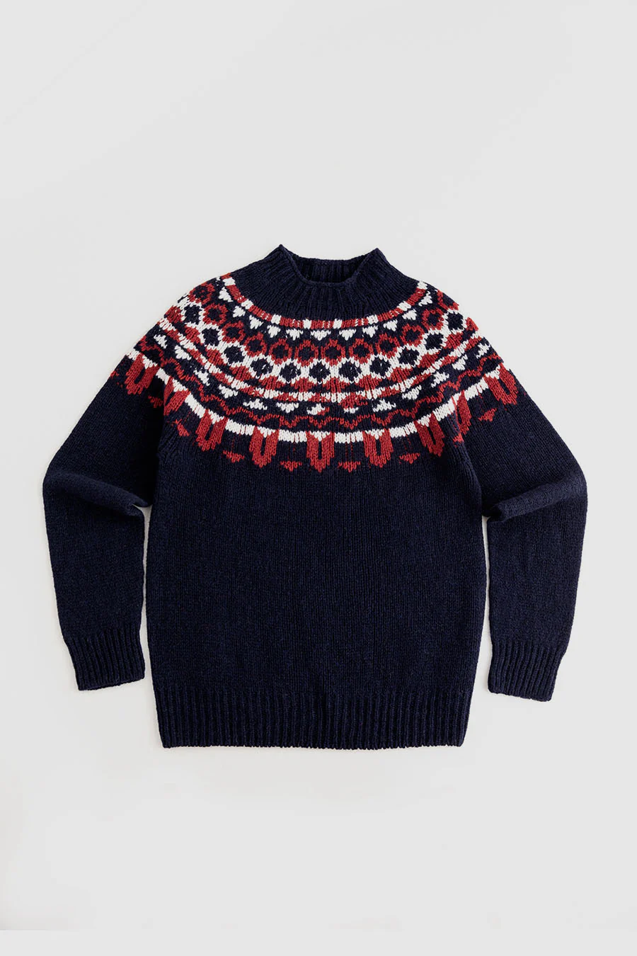Mens Fair isle Brodgar Yoke Jumper - Navy blue - Image 7