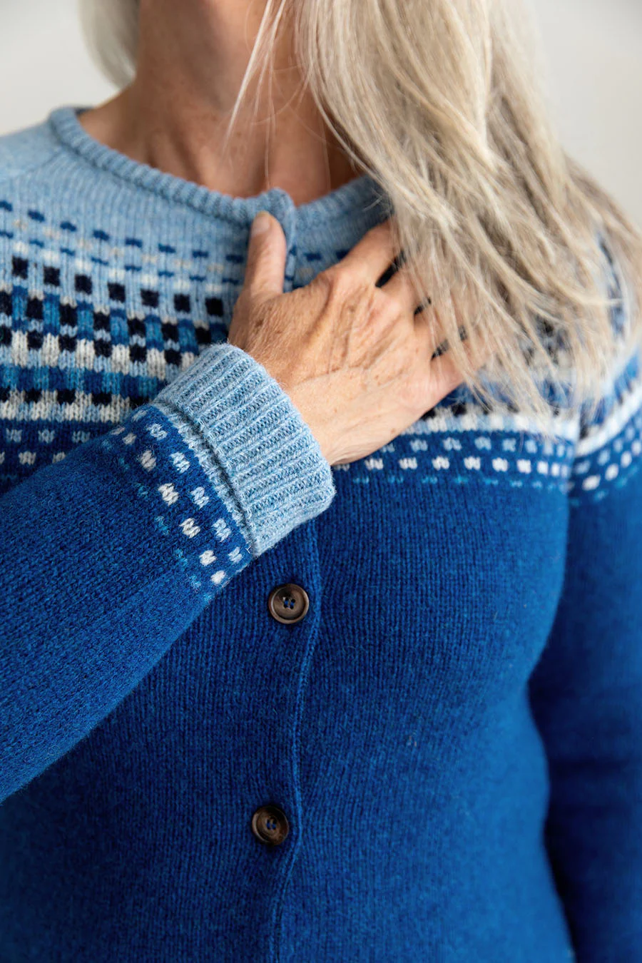 Womens Building Blocks Fair isle Cardigan - Blue - Image 5