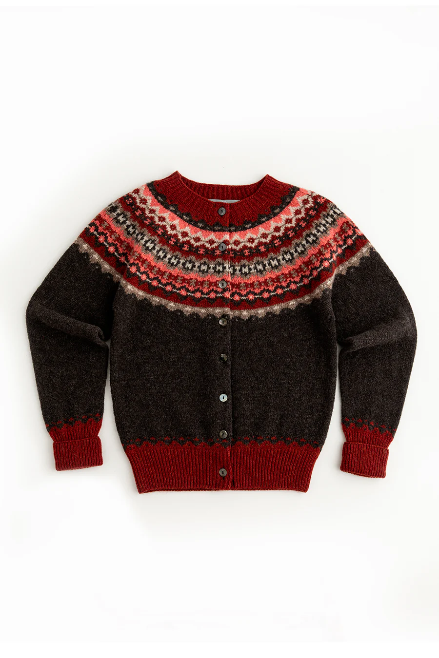 Womens Crathie Fair isle Cardigan - Brown - Image 7