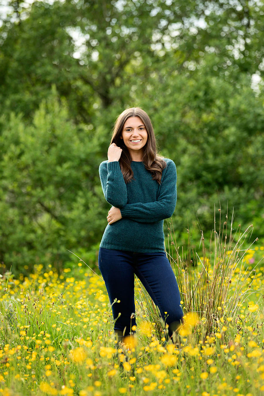 Womens Geelong Superfine Lambswool Moss Stitch Jumper - Teal - Image 6