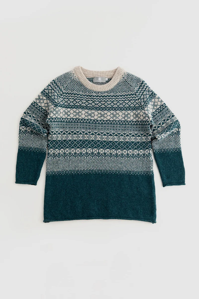 Womens Lace Fair Isle Tunic Jumper - storm - Image 6